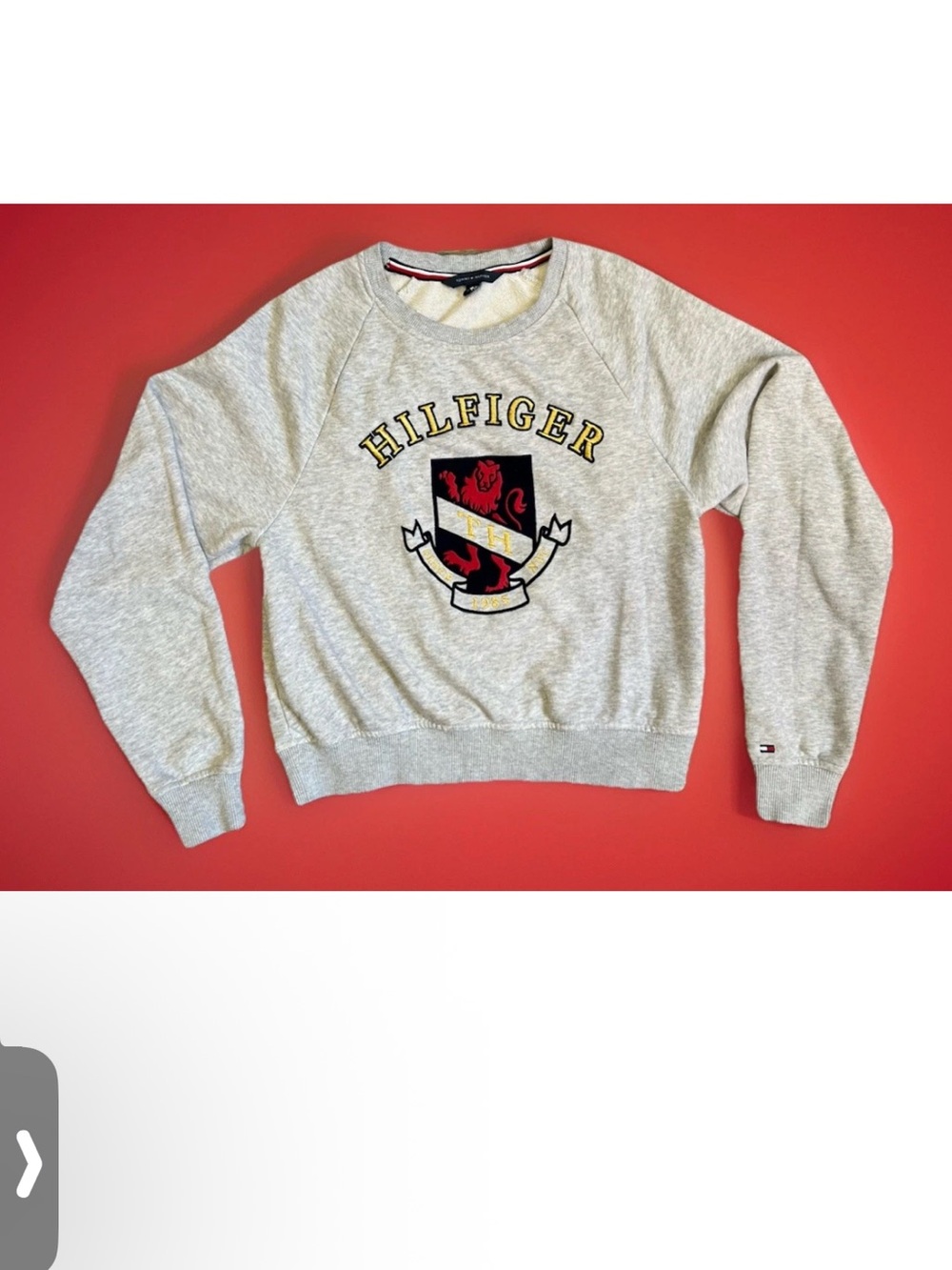 Tommy Hilfiger Light Gray Sweatshirt with Red, White & Blue Trim